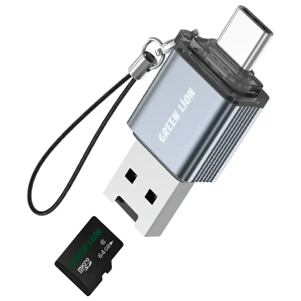 Green Lion 2 in 1 Card Reader with Micro SD Cards Support Green Lion 2 in 1 Card Reader with Micro SD Cards Support